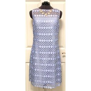 Lauren Ralph Lauren Geo Lace Illusion Shift Dress Periwinkle Blue